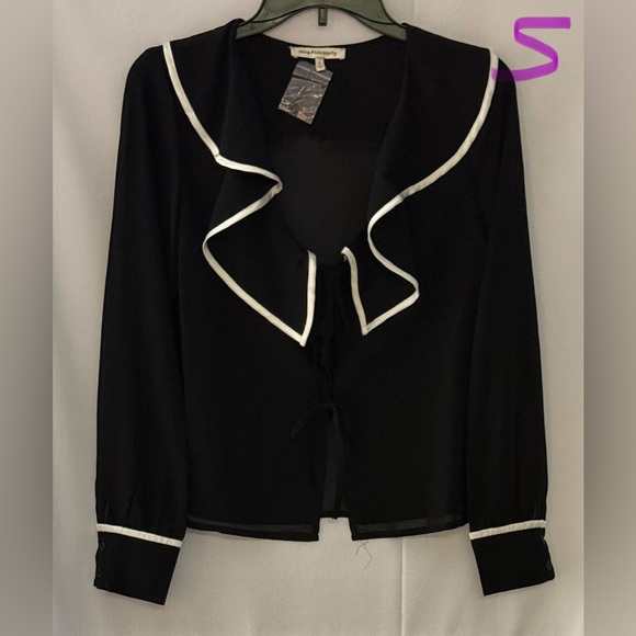 nine philosophy Tops - Elegant Black Ruffled Women's Top